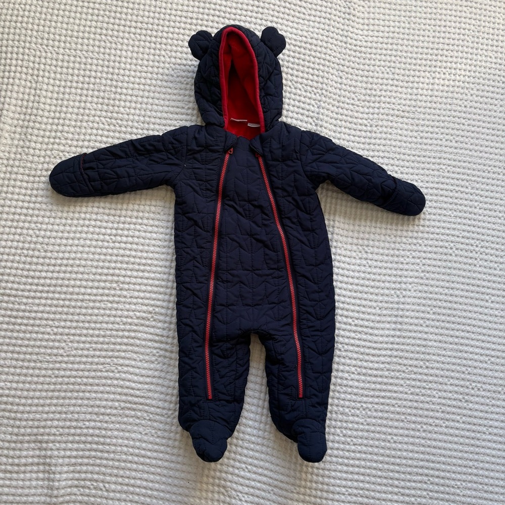 Koala Baby Navy Star Quilted Snowsuit Bear Ear Hood Bunting One Piece: 6-9M